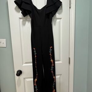 Guaraxez Embroidered Black Jumpsuit
